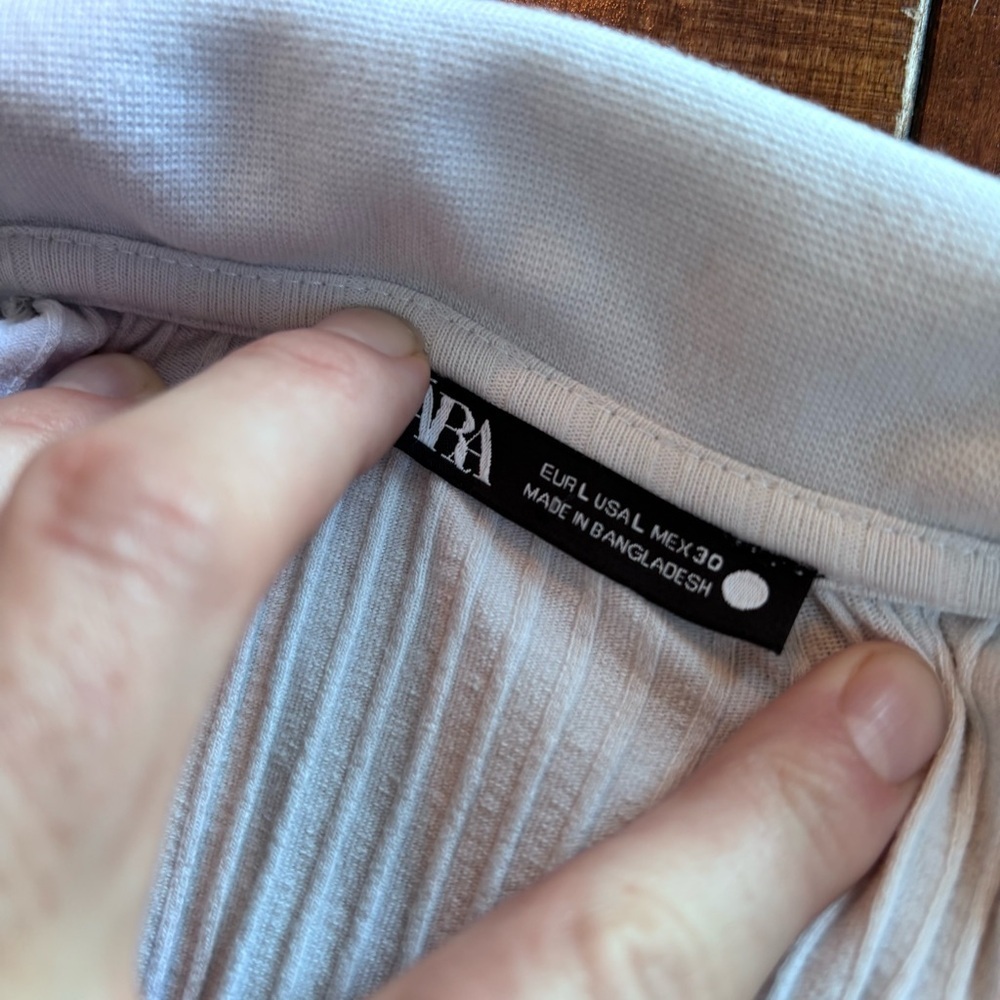 Zara Cream Ribbed Collared Crop Top - Picture 2 of 8